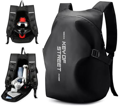 WEPLAN Motorrad Rucksack Wasserdicht Herren Damen Helm Rucksack Motorrad Rucksäcke Helmrucksack Motorradhelm Reise Rucksäcke Leicht Motorcycle Backpack Helmtasche Reflektierend,Schwarz