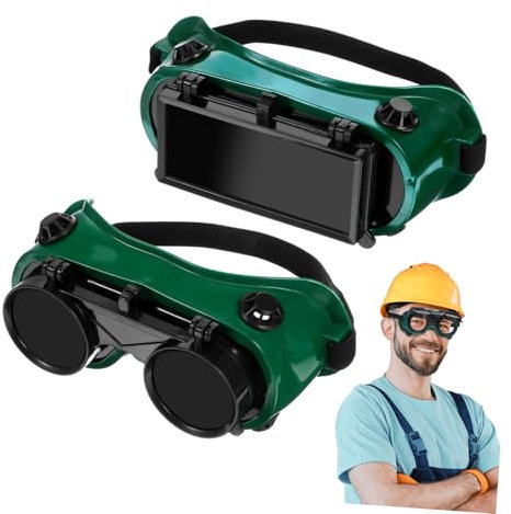 HOMSFOU 2 Stück Schweißerbrillen Klappbar Mit Schutzabdeckung Weicher Rahmen Uv Schutz Industrieschweißerbrille Für Elektrisch- Lichtbogen Und Schutzgasschweißen