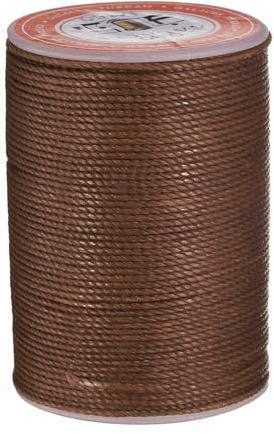 QUARKZMAN Gewachst Nähgarn für Nähmaschine 0,8mm x 55m, Runder Wachsfaden, Sattlergarn, Polyester Garn für Leder Nähen, Buchbinden, Reparatur, geflochtene Armbänder, Dunkelbraun