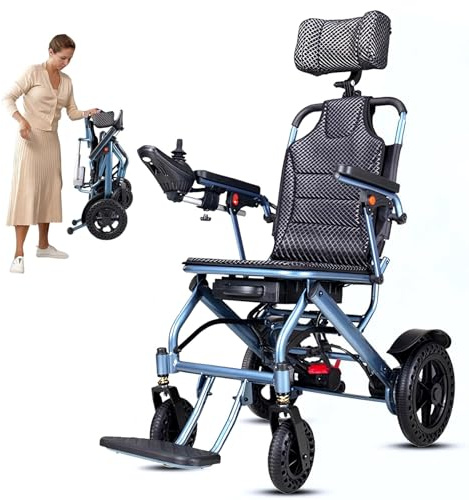 ZQHQKJ Ultra-Leichtgewicht Elektrorollstuhl faltbar mit 500W Motor, 14.9 kg, Lithium-Akku 20-35 km Reichweite, 150 kg Tragkraft, Ideal für Reisen, Indoor, Outdoor,Verstellbare rückenlehne,20A