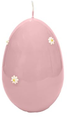 Cereria Di Giorgio - Candela a forma di uovo con margherite piccole in cera - Colore Rosa polvere - Durata 70 ore - Lavorazione artigianale - Con sacchetto regalo - Spring Collection - Made in Italy