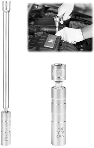 Tändstiftsnyckel set 2 stycken tändstiftsnycklar 14 mm och 16 mm universal flexibla tändstift nyckel verktyg för bilreparation