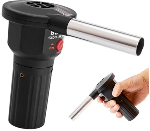 SHITOOMFE Blower d'aria, soffiatore antincendio per barbecue, portatili a batteria, strumenti pratici per picnic, campeggio, illuminazione barbecue a carbone esterno