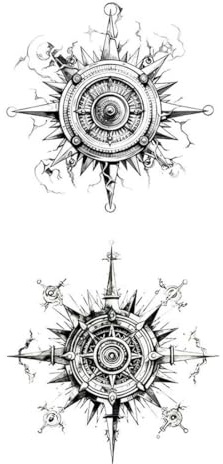 5 PCS Temporary Tattoos Kompass Tattoo Aufkleber Saft Männer Und Frauen Wasserdicht Nicht Reflektierende Kompass Tattoo Semi-Permanent