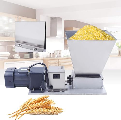 FBJAMZ Spice Mill Grain Crusher, 60W Electric Barley Grinder,with 2 Rollers,Dry Wet Cereals Grinding Tool, for Corn Grains Barley