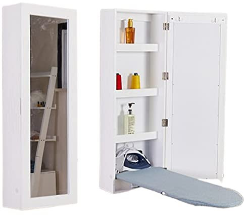 Planche à repasser murale avec miroir de maquillage pliable et armoire de rangement facile, solution de repassage compacte et pratique pour un usage domestique (couleur : )