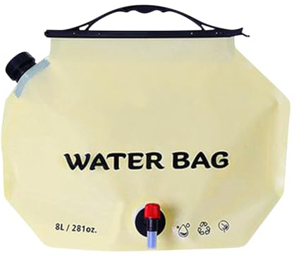 Vattenblåstank, dricksvattenblåsa, PET, PE, PA Vikbar 8 L läckagesäker bärare för, trädgård, fordon, vandring, utomhus, preppers, bilar, resor och brandförebyggande, 41 x 31 cm