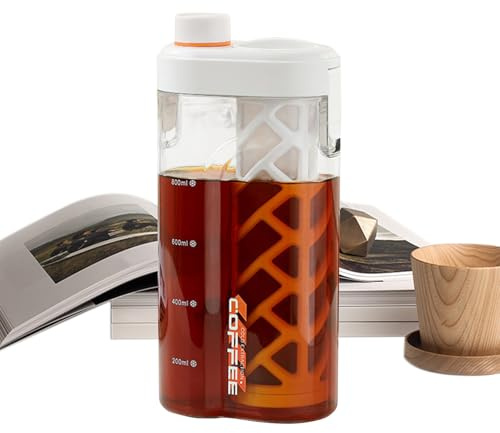 Genérico Café De Cafeé Cold Brew | Jarra Vidrio Hermética Con Filtro Malla 350, Tapa A Prueba Fugas | Botella Caffé Helado Para El Hogar, Viajes, Al Aire Libre, Cocina, Campamento, Refrigerador.