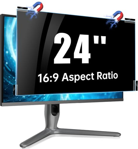 Skqi Magnetic 24 Inch Computer Privacy Screen Filter for 16:9 Aspect Ratio | Removable Easy Install Anti-Spy Protector Shield for 24'' 16:9 Widescreen Monitor with (Width x Height: 531mm x 298mm)