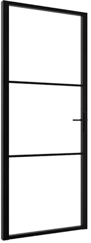 ESG Hartglas Innentür mit Aluminiumrahmen 93x201,5 cm Schwarz - Moderne und langlebige Tür für Wohnung und Haus