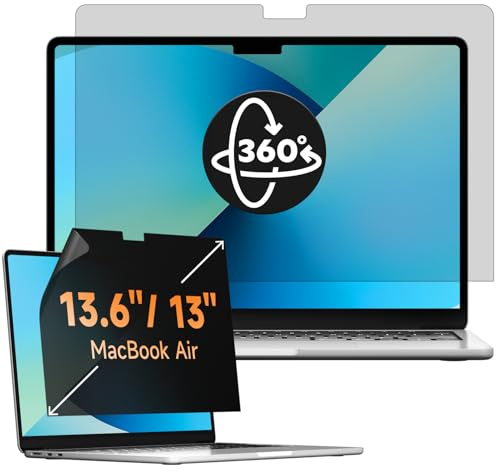 Mamol 360° Filtre de Confidentialité pour MacBook Air 13.6 Pouces | M5 2026/M4 2025/M3 2024/M2 2022, Filtre Anti Espion/Bleu Lumiére Filtre ecran Confidentialité pour Mac 13.6”