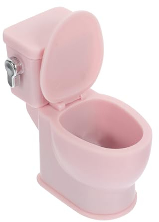 Milisten Miniatur Toilette für Puppenhaus Rosa mit Spülung Sound Zubehör Kompakt und Zart Realistische Details Miniatur Puppenzubehör Kunststoffausführung