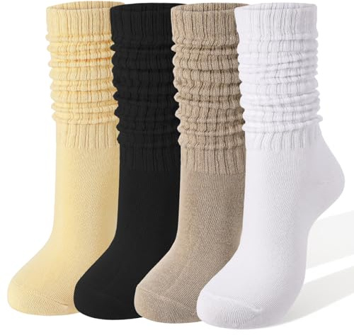 Utensilsto 4 Paar Slouch Socken Damen Kniestrümpfe Lange Scrunch Socken