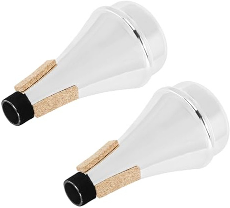 HEMOTON 2 Pièces Sourdine Droite Trompette Légère Plastique Silencieux pour Pratique Nocturne Portable et Compacte Accessoire pour Débutants et Étudiants Lot de Argentées
