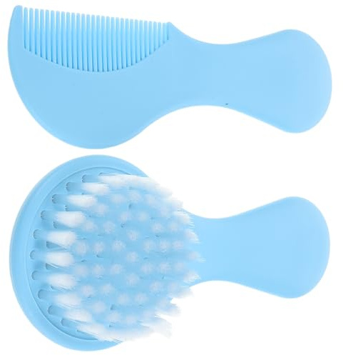 VALICLUD Newborn Hair Brush and Comb for Boy Girl Gentle Cradle Cap Brush with Soft Bristles Comb with Reduced Pull Teeth Grooming Kit for Boys