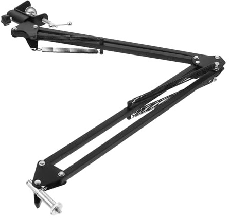 ABOOFAN Soporte para Webcam Brazo Articulado Tipo Tijera Ajustable y Abrazadera para Cámara Color Negro Interfaz de Tornillo 1/4 Adecuado para Streaming Estudio y Videoconferencias