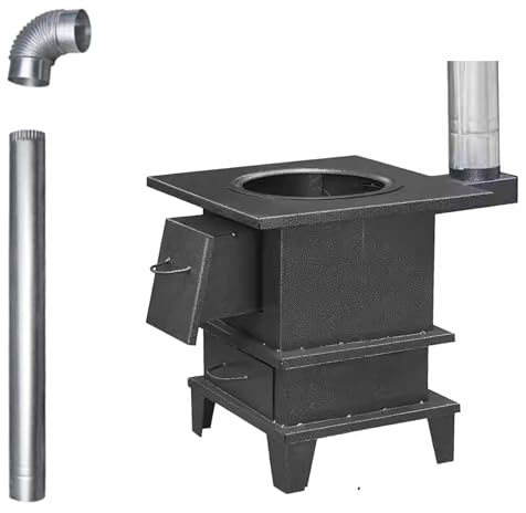 Estufa de calefacción Estufa de leña Indoor Heang, acero espesado rural con chimenea, para refugio de villa interior Heang Cocina diaria Hervir agua (42x42x45cm)