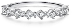 Ayoiow Geometrisch Vorsteckring Gold Damen mit Laborgezüchteter Diamant, Vorsteckring Gold Ehering, 14 Karat Weißgold Größe 60 (19.1)
