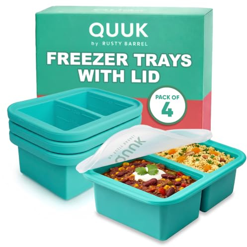 QUUK Silicone Freezer Tray Moulds with Lid – 250ml (1 Cup) Portions – Stackable Food Storage Containers for Meal Prep, Soup, Sauce & Batch Cooking – BPA Free, Easy Release - Souper Cubes