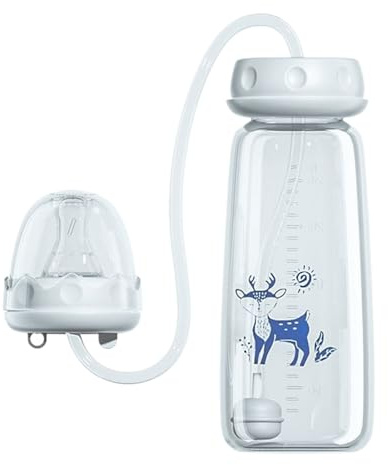 Tyinerc Fläschchen für das Fütterungssystem, 240 ml, mit Sauger mit schnellem Durchfluss | Flaschen zum Stillen | für Zuhause, Reisen, Stillen, Getränke, Aufbewahrung von Muttermilch, Wasser
