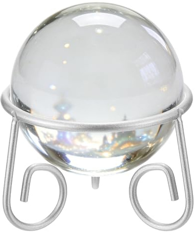 sourcing map Iron Metal Gazing Ball Stand, 8.3cm x 7cm(IDxH) Garden Crystal Ball Display Stand for 10-15cm Sphere Holder Plant or Flowerpot Holder Home Decoration for Yard Garden, Silver