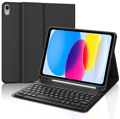 IVEOPPE Cover Tastiera per iPad 11 Generation A16 2025/10 Generazione 2022, Italiano QWERTY Senza fili Staccabile Keyboard per ipad 11 Gen 11 Pollici/ipad 10 Gen 10.9, Custodia con Portapenna, Nero