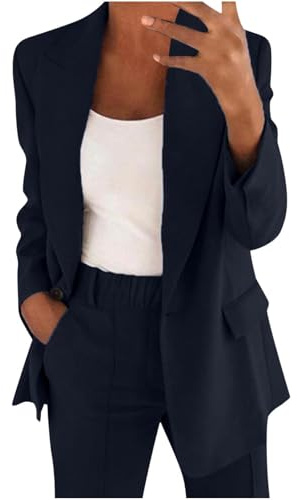 YNRENHNEE Completo Tailleur Donna Eleganti Curvy Pantaloni e Giacca da Cerimonia Blazer a Maniche Lunghe Due Pezzi Elegante Suit Ufficio e Lavoro