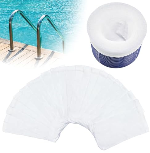 Chaussette Skimmer Piscine, 50pcs Chaussette Skimmer Lavable & Réutilisable avec Maillage Ultra-Fin Panier Skimmer Filtre pour Les Débris et la Saleté Feuilles,Cheveux
