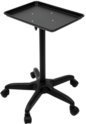 Carro de peluquería profesional, carro de salón móvil, soporte para herramientas ajustable, carro robusto con bandeja anticaída, altura ajustable, movilidad fácil, uso salón, taller, estudio, bandeja