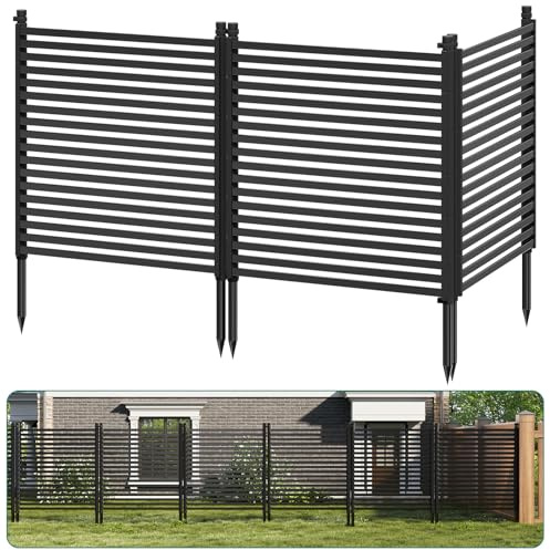 Zstar Freistehender Sichtschutzzaun Set – Dekorativer Gartenzaun aus Metall & PE, kein Graben nötig, perfekter Schutz für Terrasse, Balkon, Klimaanlage, Poolpumpe, Mülltonne – 3-teilig 180x120cm –