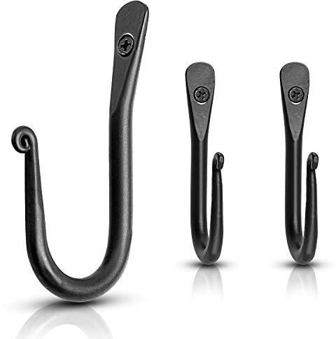 Stur-De Decorative Wrought Iron Wall Hooks, Metal, Rustic