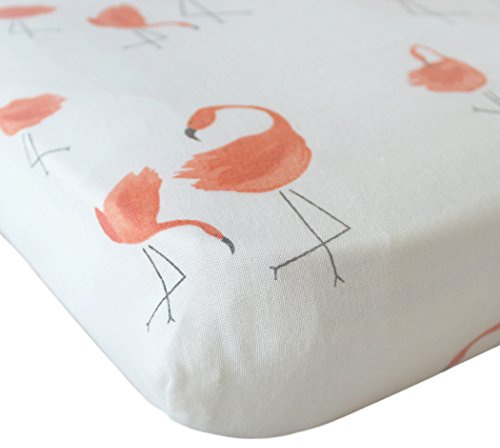 Vlokup Flamingo Muslin Changing Pad Cover for Girls, Changing Table Sheet
