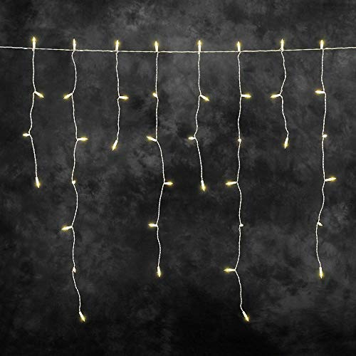 Konstsmide LED Eisregen Lichtervorhang, 200 bernsteinfarbene Dioden, 31V Außentrafo, weißes Kabel - 2761-802