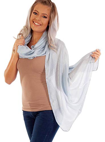 DOLCE ABBRACCIO by RiemTEX ® Schal Damen PRIMA DONNA Stola Tuch aus Wildseide in bläulichem Grau Tücher in 31 Unifarben Halstücher Seidentuch Schals Damen Halstuch Seidenschal (Blaugrau)