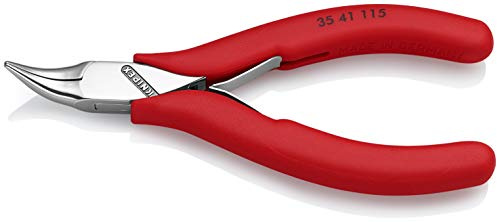 Knipex Tools 35 41 115 Electronics Pliers, Angled Half Round Smooth Tips, 4.5