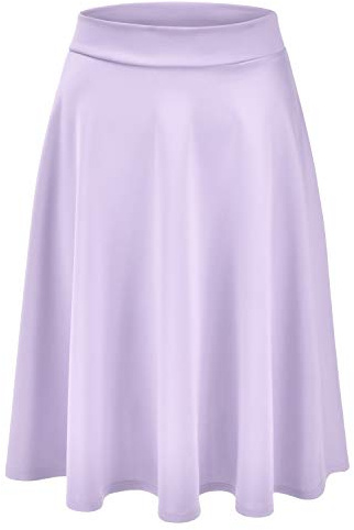 EIMIN Women's Basic Versatile Stretchy Flared Casual Midi Skater Skirt Lavender S