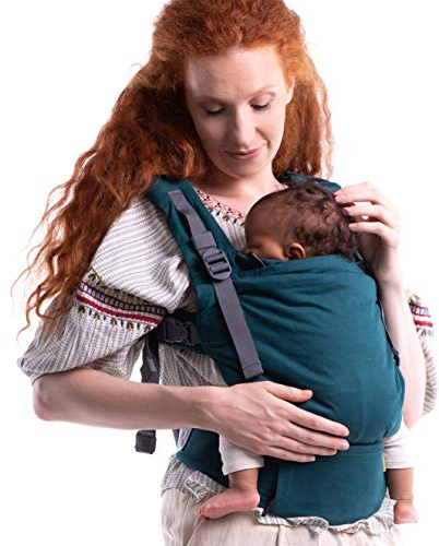 Boba X Ergonomische Babytrage Neugeborene-Kleinkind, Bio Atlantik | Voll Verstellbares Panel & Gurte, mitwachsend von 3-20 kg, Gepolsterte Schultergurte, Bauch- & Rückentrage für jede Figur.