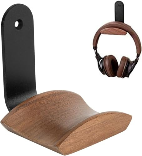 Headset Holder with 6cm Wide Walnut Headrest,Headphone Stand with 3M Tape and Screw,Headphone Holder for Over Ear and Gaming,Headset Stand Suitable for Table and Display Case