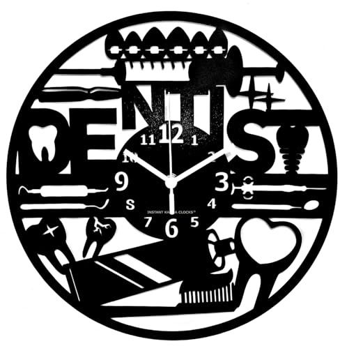 Instant Karma Clocks Wanduhr für Zahnarzt Klinische Zahnheilkunde Zähne Arzt Geschenkidee, Holz, Schwarz, 30x30cm