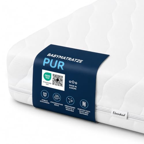 Ehrenkind® Kindermatratze Pur | Baby Matratze 80x160 Standard 100 by Oeko-TEX | Babymatratze 80x160 aus hochwertigem Schaum und Hygienebezug