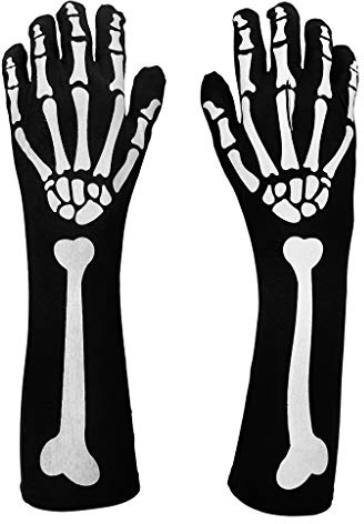 Faxianther Gothic Halloween Skeleton Skull Gloves Stockings Women Cosplay Roleplay Bloody Gloves Socks Costume Accessory