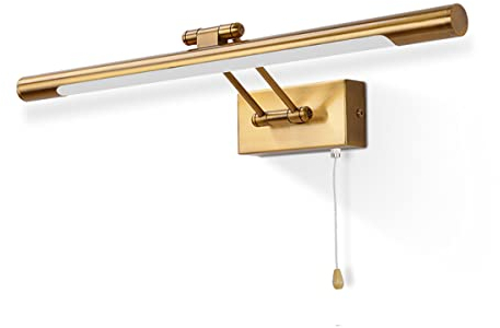 LANMOU 3000K LED Spiegelleuchte Badezimmer Wandlampe Retro Messing Mit Schalter, IP44 Bad Spiegellampe Badleuchte Vintage Spiegelschrank Lampe, Verstellbar Bilderleuchte,40cm/8w