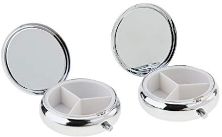 Oshhni 2 Stücke Runde Pillbox Dispenser aus aus Anhänger/Halskette Aufbewahrungsfälle, 3 Slots