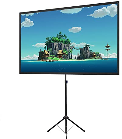 Projector Screen with Stand, Outdoor Projector Screen 100 Inch 16:9 and Tripod Stand, Portable Projection Screen with 1.2 Gain, Lightweight and Compact, Easy Setup, Idea for Home Cinema, Garden Party.