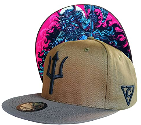 Capiche [99+ Designs] Dunkelgrüner Snapback Hut, Minotaur, Griechische Mythologie, Dunkeloliv, Stier Labyrinth, Kreatur, Antike Baseballkappe, Bommelmütze Herren