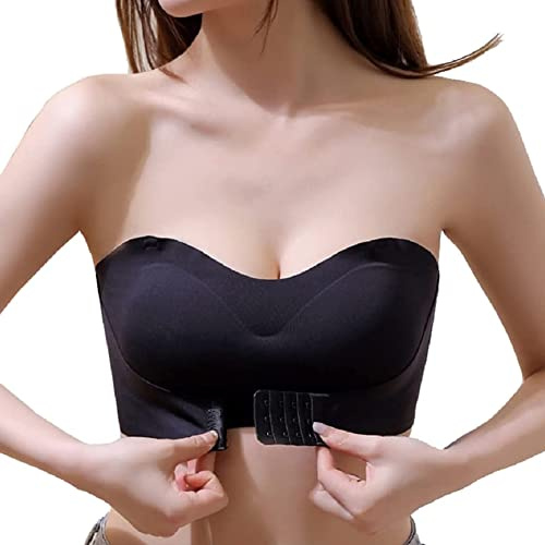 Soutien-Gorge Bandeau avec Bretelles Amovibles sans Armatures Brassière Boucle Avant Réglable Élastique,Femme Minimiseur Soutien-Gorge sans Bretelles,Soutien-Gorge Anti-Glissant Bandeau Push Up