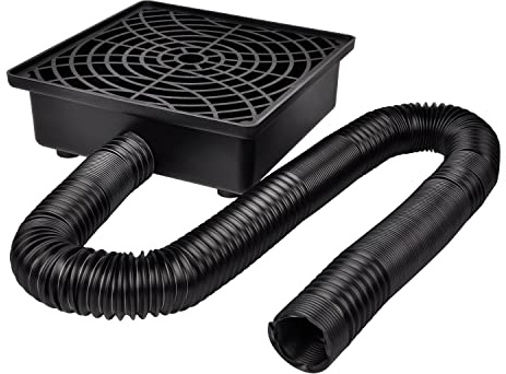 Prestantious Catch Basin Gutter Downspout Extensions, 12×12 Low Profile Catch Basin Downspout Extender with 2 ID Flexible Pipe, No Deep Dig Needed, Rainwater Diverter, Pipe Stretched Length 8.2ft