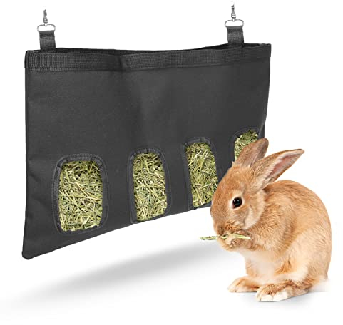 Nobleza - Kaninchen Heutasche, Heu Futtersack Kaninchen Futtersack, Heu-Feeder-Aufbewahrung, Futterstation für Hase Chinchilla Hamster Kleine Tiere(4 Fenster)