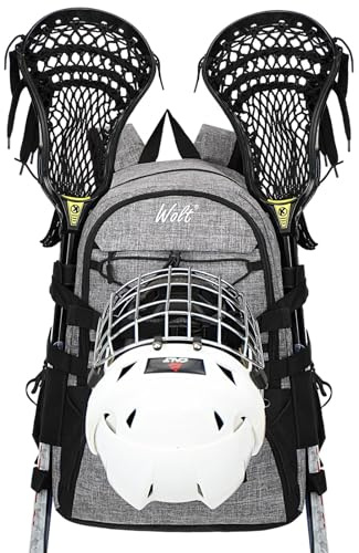 WOLT Lacrosse Bag Lacrosse Rucksack mit Zwei Schlägerhaltern, große Feldhockey-Tasche für alle Sportausrüstungen