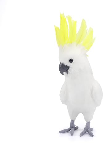 Deko Kakadu 50 cm weißgelb mit echtem Federkleid Deko-Papagei Vogeldekoration Tropical-Party Dekoration